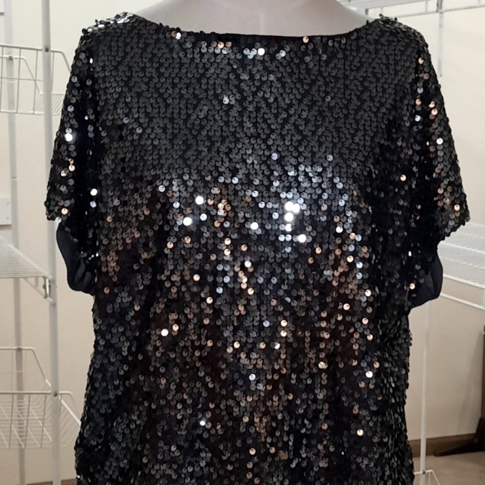 Jennifer Lopez Black Sequin Top, Size Medium